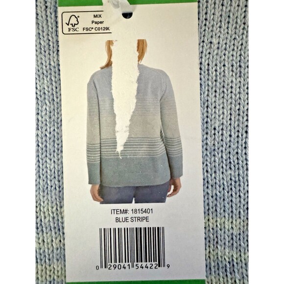 Ella Moss Sweater Blue Knit Striped Casual Blouse Shirt Winter Womens Size XL - Picture 8 of 10